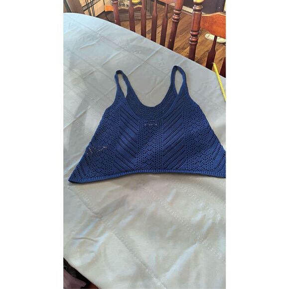 ABERCROMBIE & FITCH BLUE CROCHET TANK TOP SIZE S - Picture 9 of 11